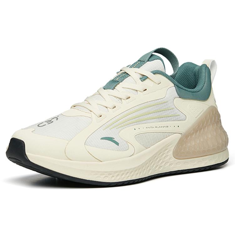 new Anta C37+ Cushioned Anti Slip Wear Resistant Breathable Lightweight Low Top Casual Running Shoes Men's White Green