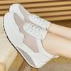 Women's Hole Sneakers Height Increase White Leather Platform Casual Summer Thick Sole Elevator Shake Shoes