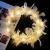 LED Adjustable Wreath for Children Adults Luminous Angel Goose Feather Wreath Feather Flash Headdress Holiday Wedding Gif