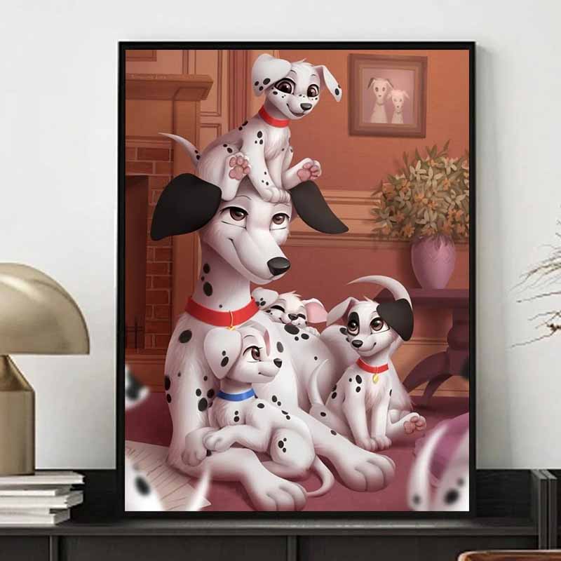Disney Diamond Painting Loyal Dog Heartwarming Family Illustration Wall Decoration Embroidery Full Diamond Cross stitch, DIY Gift Home Decoration.