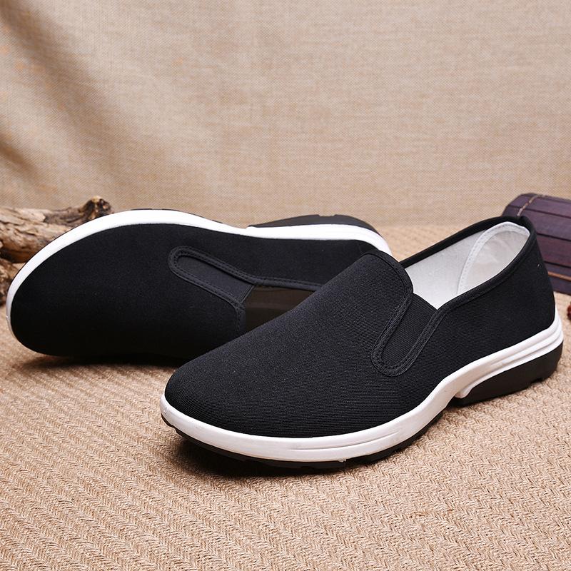 Old Beijing cloth shoes men's wormwood breathable one-pedal wear-resistant and non-slip black work shoes platform lazy shoes large size shoes