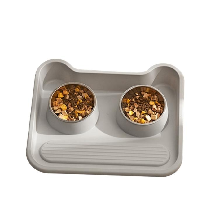 Elevated Cat Bowl Food Container Feeding Double Bowls Dogs Dry Food Bowl Mat
