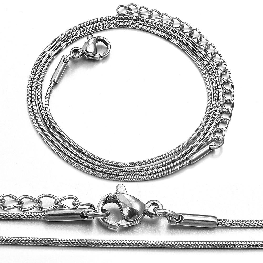 

5pcs/lot 1mm Stainless Steel Snake Chain Necklace Fashion Silver Color Round Snake Chain For Man Woman Jewelry Gifts Accessories 40cm