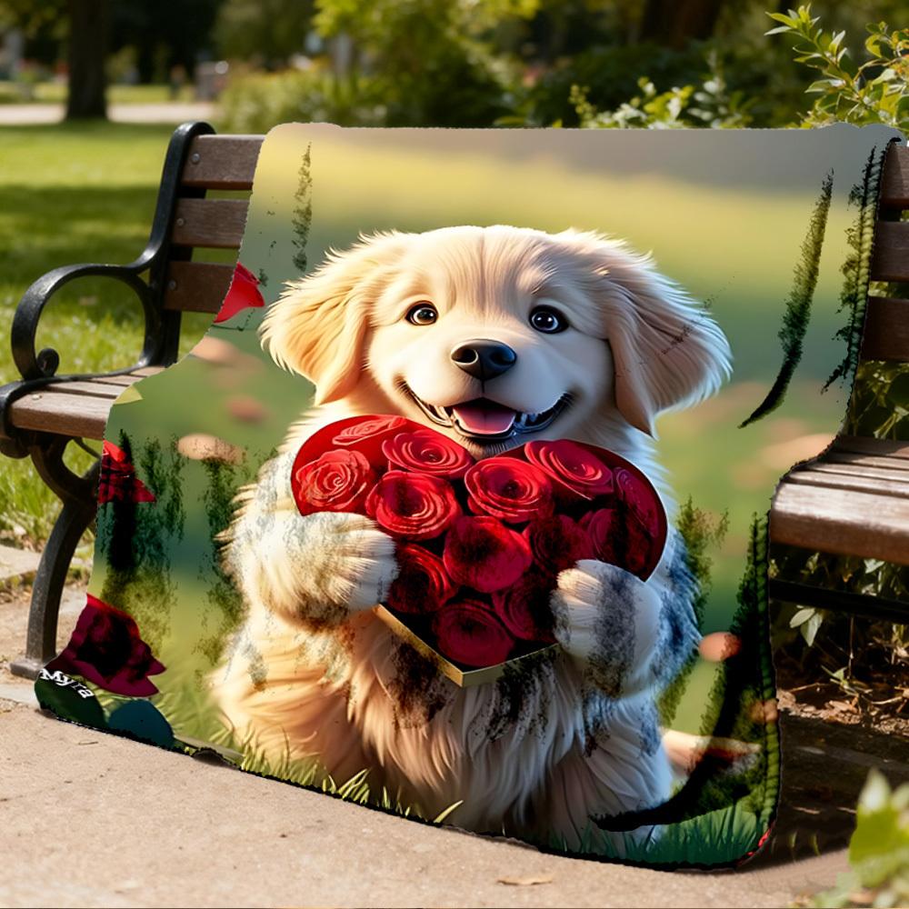 1pc Tiger Roses Outdoor Flannel Blanket, Cozy & Warm Soft Te Playful Design, Napping Camping,