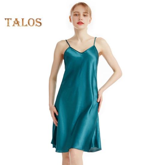 Damen Satin Chemises Nachthemd Sexy Seidige Slip Nachtwäsche Spaghettiträger Mini Nachthemd Sommer Ärmellos V-Ausschnitt Nachtwäsche
