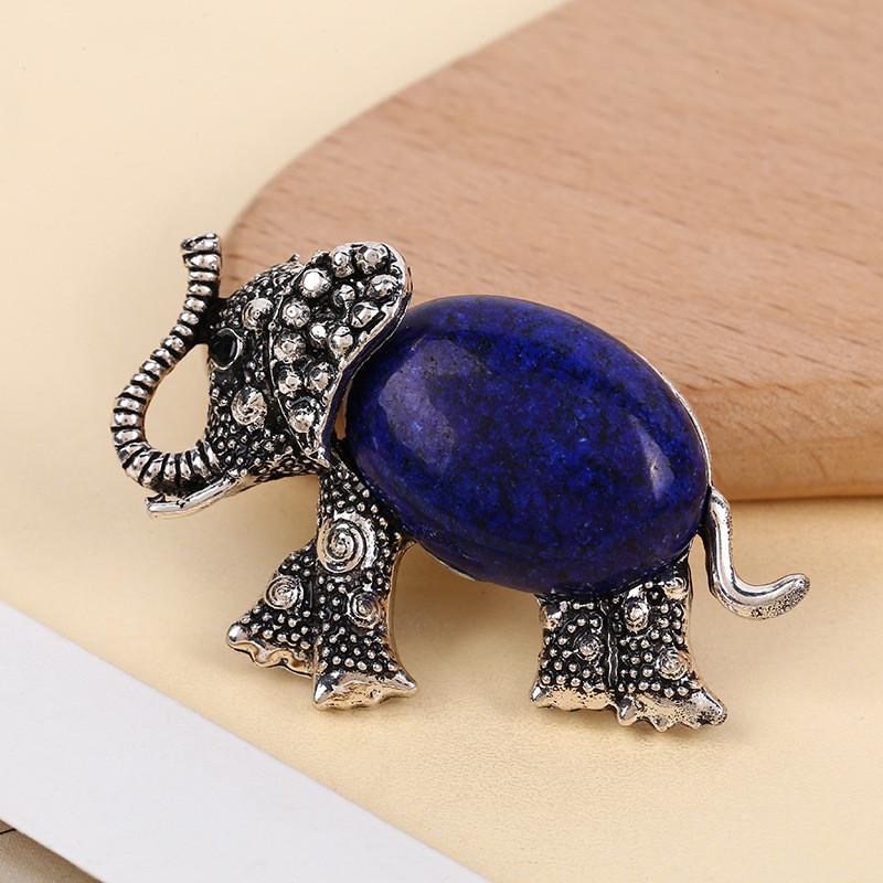 Animal Embossed Shell Inlay Lucky Elephant Brooch Pin For Men Women Decor