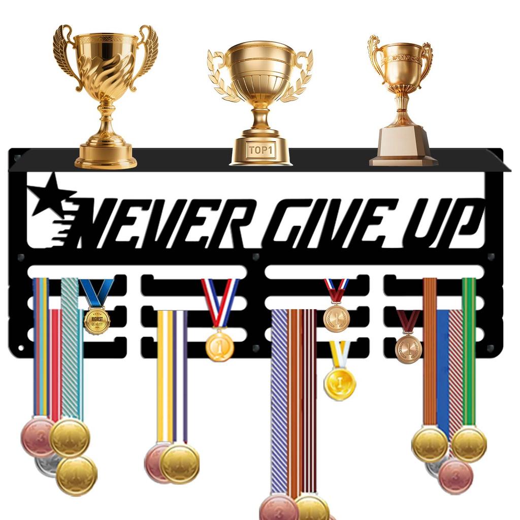 Wrought Wall Mounted Holder and Hook Rack for Displaying Awards