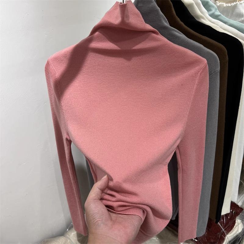 Maglione Dolcevita Lavorato a Maglia Slim-Fit da Donna - Primavera 2025 Top a Collo Alto a Maniche Lunghe Sovrapposto
