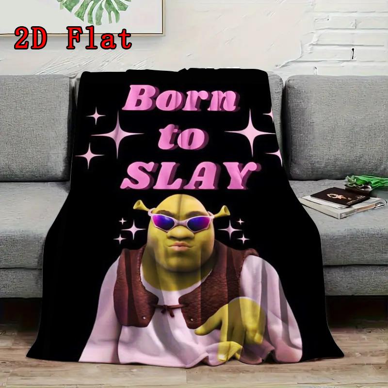 Pink Shrek 2D Flat Pattern Flannel Blanket High quality All Seasons Warmth and Comfort Perfect for Christmas Gifts.MMT0918375