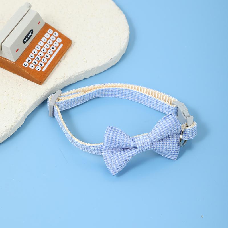 

Кошачий нейлоновый ошейник-накидка на шею для маленькой собаки, британский стиль, бант, модный ошейник для питомца, пятнистый синий
