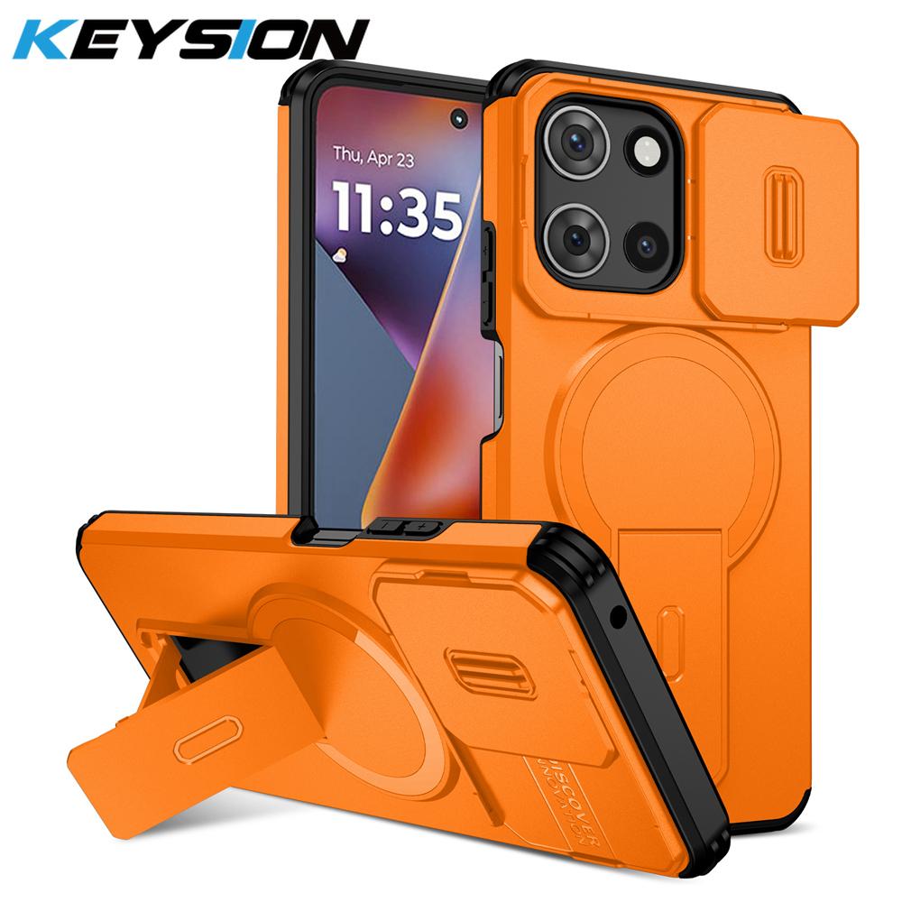 KEYSION Shockproof Armor Magnetic Case for Motorola MOTO G 5G 2025 Slide Camera Protection Kickstand Phone Cover for Edge 2025