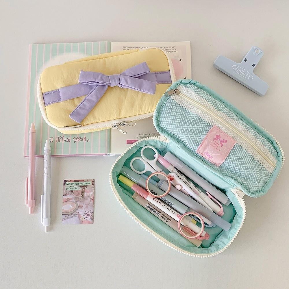 Desktop Storage Korean Style Pencil Case Sweet Lace Bow Pencil Pouch  Stationery Holder