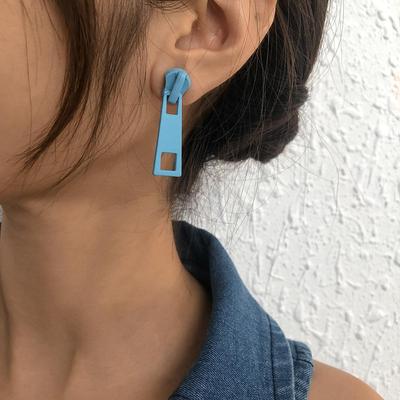 Creative and Minimalist Zipper Earrings Colorful Metal Personalized Earrings Candy Colored Earrings for Women
