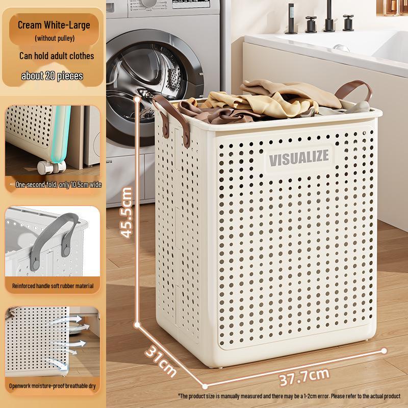 Foldable Laundry Basket with Wheels - Storage for Dirty Clothes