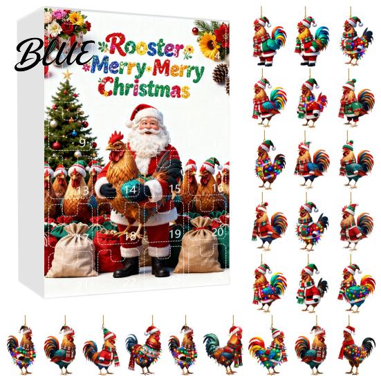 Children Christmas Calendar Windows Holiday Box Multifunctional 24-Day Countdown Chicken Advent with Easy-Open Decoration Family