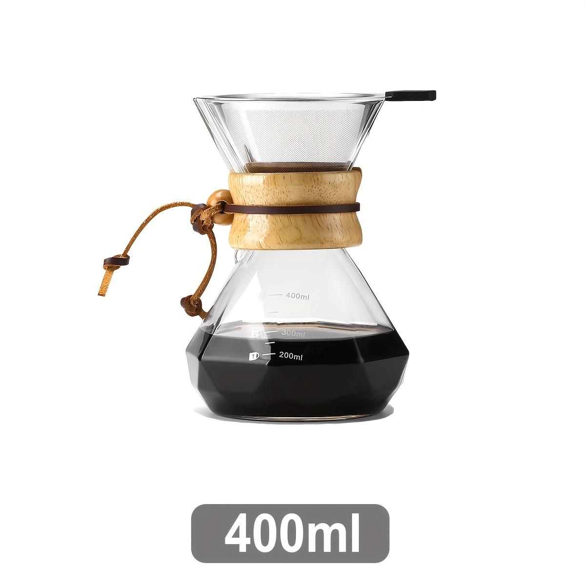 

Pour Over Coffee Maker, 14/20/27oz Borosilicate Glass Drip Coffee Maker with Reusable Stainless Steel Filter and Cork Grip