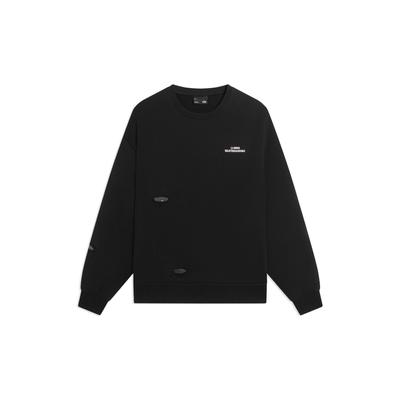 Moletom Solto de Manga Comprida com Gola Careca Born Skater Tops Masculinos Preto AWDSB11-3