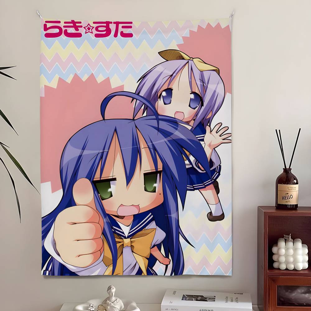 Tapestrie s anime postavičkami Lucky Star, Domácí dekorace, Roztomilá japonská manga k zavěšení na zeď do ložnice, obývacího pokoje, pro Otaku prostory