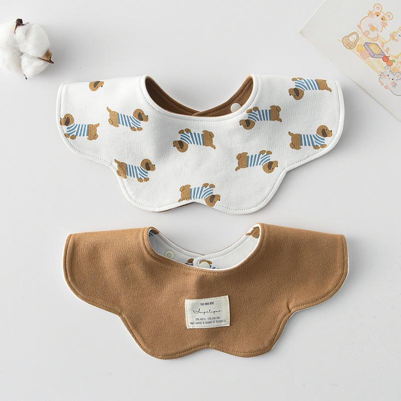 Korean Style A-Type Pure Cotton Double-Sided Baby Bib for 0-2 Years
