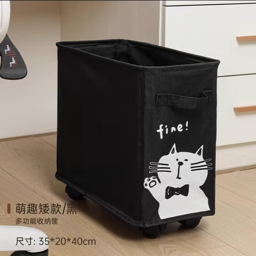 Slim Laundry Basket with Wheels Rolling Oxford Fabric Clothes Hamper Collapsible Storage Bin Toy Organizer for Narrow Space