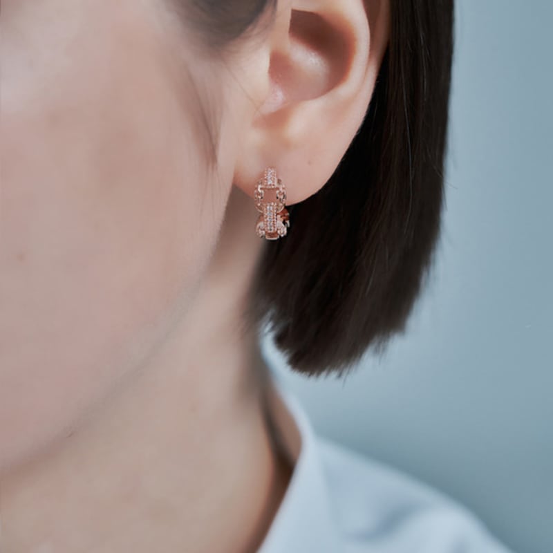 GEIGER Jewelry 18K Chain Point One-Touch Earrings (Gold Pin) GI8KPEE058