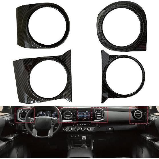 Car Inner Central Console Air Conditioning Vent Rings Frame Cover Trim Car Accessories Fit for Toyota Tacoma 2016 2017 2018 2019 2020 2021 2022