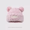 New women's winter plush warm thickened knitted hat wool stripes show small face big head circumference ear protectors stacking hat