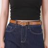 Imitation Leather Women Belt Versatile Solid Color Design Irregular Oval Buckle Pin Waistband Dress