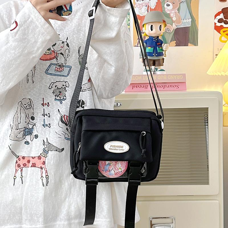 2025 new large-capacity school bag, messenger bag, women's transparent and versatile simple shoulder messenger bag trend