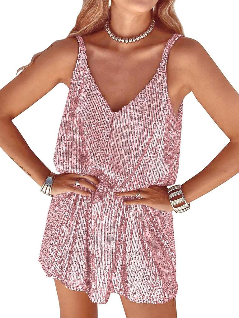 European & American V-neck Sequin Sling Dress for Women - Sexy Nightclub Style