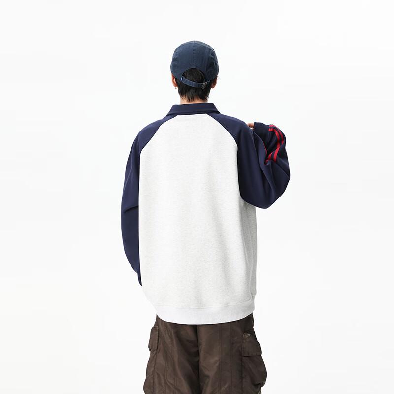 TOM ADAM Men's American Style Color-Block Half-Placket Sweatshirt