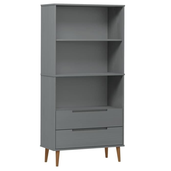 VidaXL Bibliothèque MOLDE Gris 85x35x170,5 cm Bois massif de pin 350542