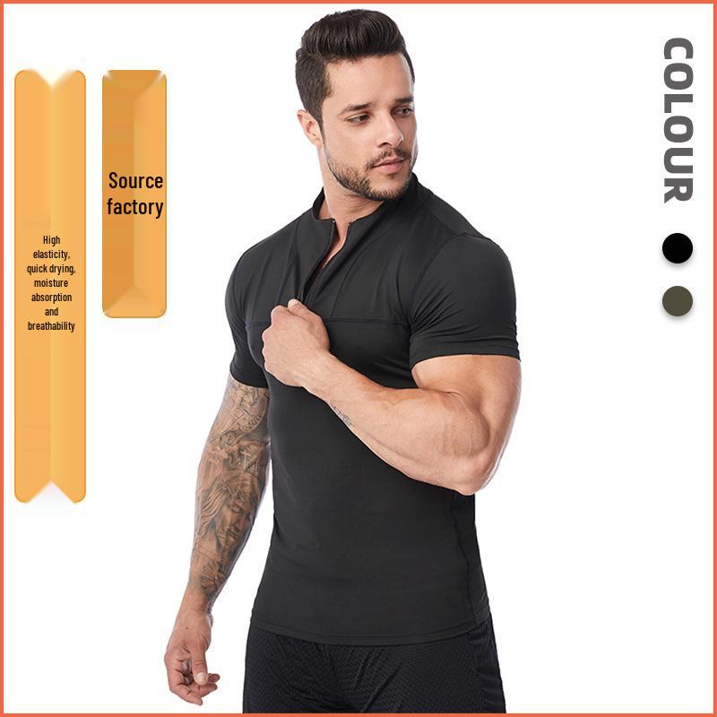 

Men s Silk Grid Quick-Dry Stand-Up Collar Fitness Top XL