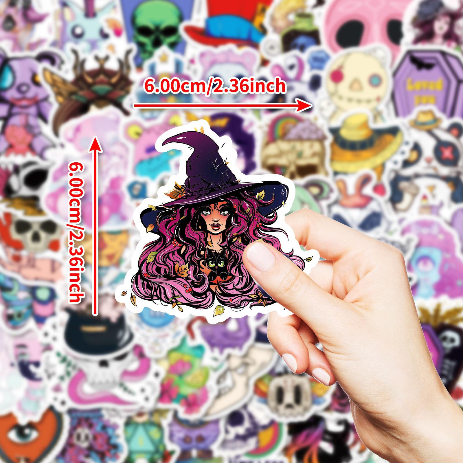 

50 Girl Skull Series Pp Waterproof Decorative Stickers Personalized Purple Hair Witch Stickers Chang