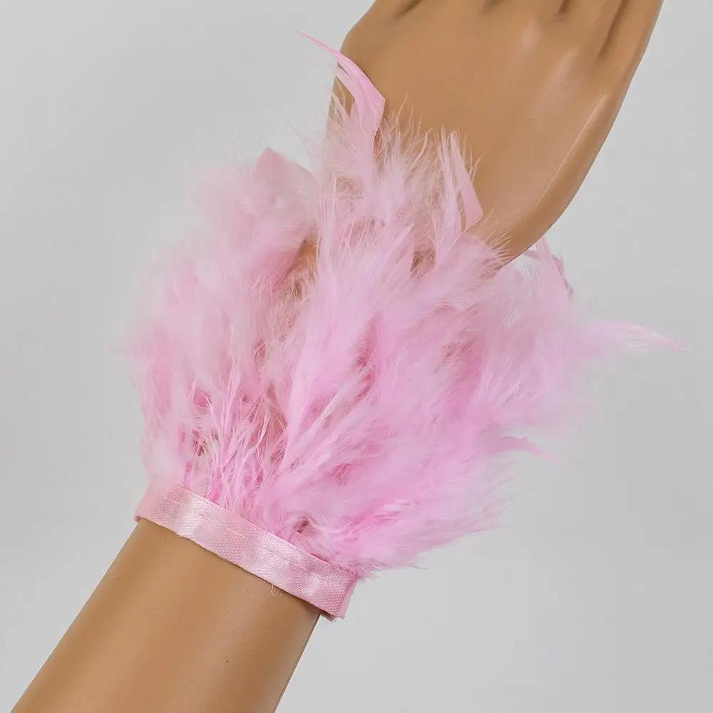 Removable Sticky Ostrich Feather Wristband Decoration Clothing Cuff Hat Handmade DIY Accessories Holiday Party Decoration