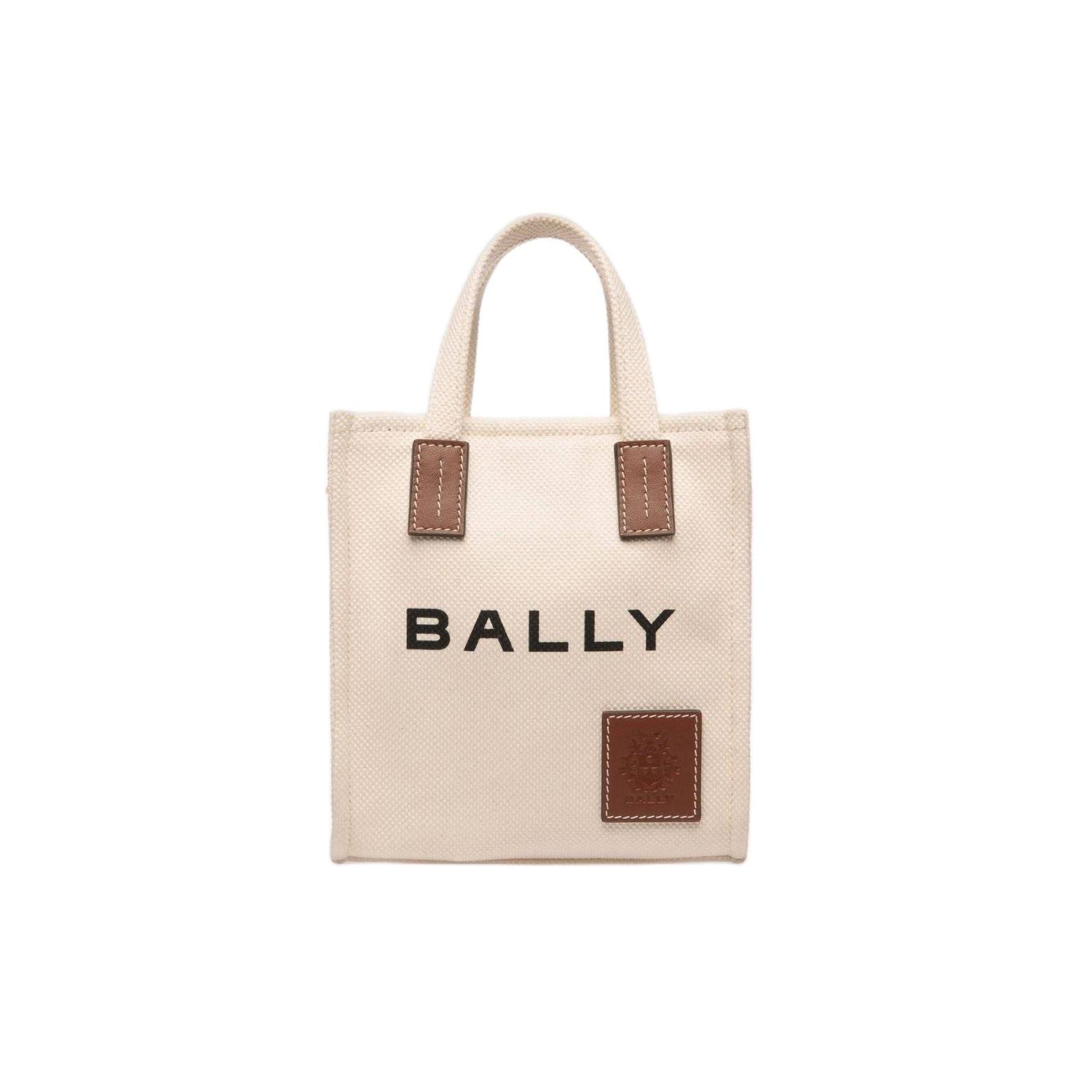 

Bally Akelei Logo Print Cotton Fabric With Leather Trim Mini Tote Bag Women tote Beige 6307810 Basic Set (Bag+Dust Bag)