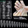 120/240 szt. Przezroczyste Glazurowane Sztuczne Paznokcie Pełne Krycie Migdałowe Kwadratowe Francuskie 3D Szklane Wklęsło-Wypukłe Końcówki do Nail Artu