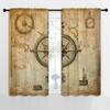 Nautical Themed Blackout Curtains for Boys Girl Bedroom Decor,Vintage Map Sailboat Compass Thermal Insulated Rod Pocket Drapes