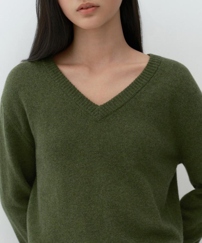 MUSINSA STANDARD WOMAN [Victoria Wool] Women'S V-Neck Knit [Moss]