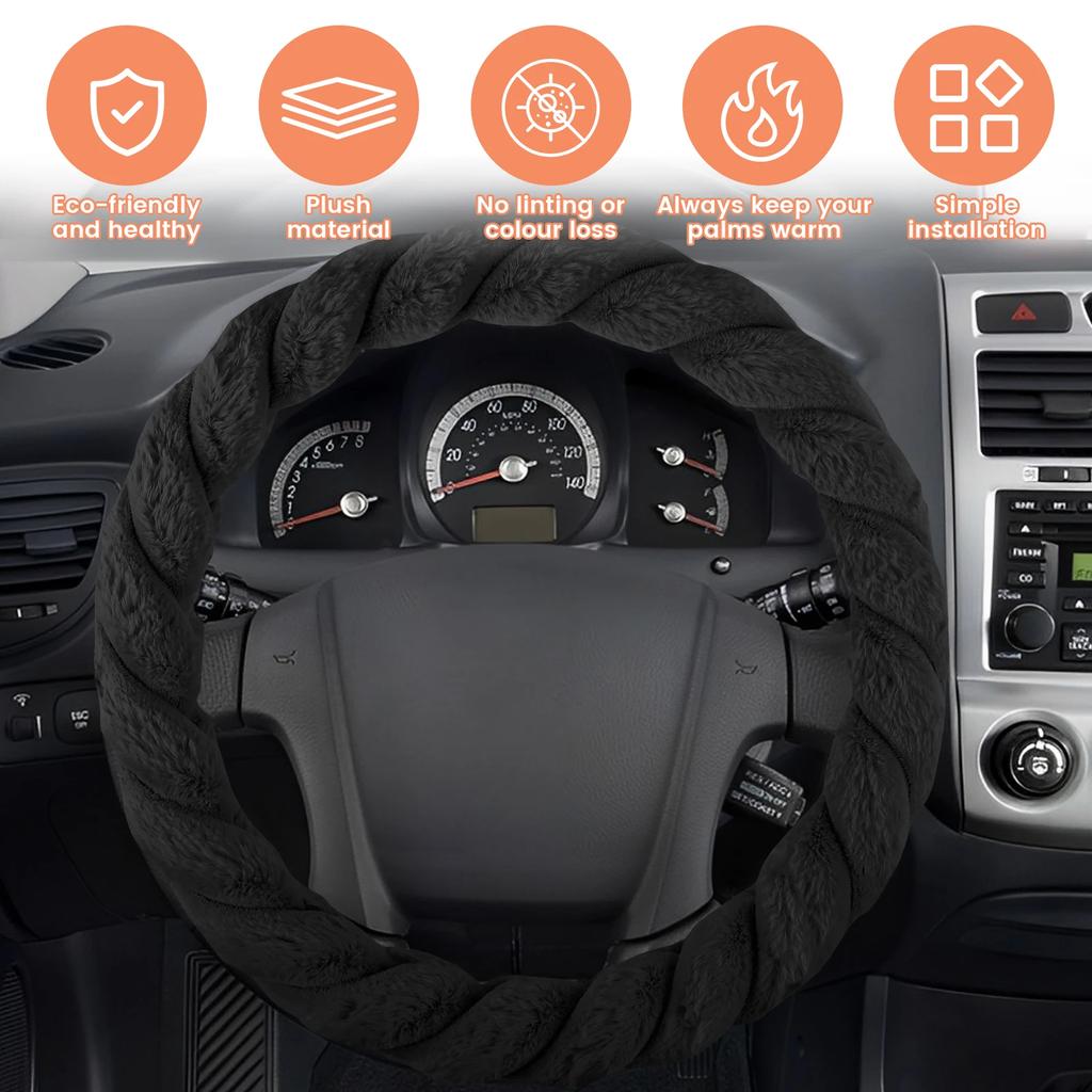 Steering Wheel Cover Plush Steering Wheel Protector Soft Warm Car Steering Wheel Covers Fashion Pure Color Steering Wheel