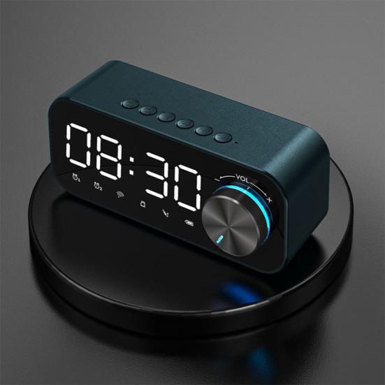 LED Digital Dual Bluetooth-compatible Bass Speaker Alarm Clock with TF AUX Music Player