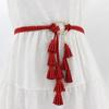 Fashion Women Solid Color Braided Tassel Belt 2024 New Boho Girls Thin Waist Rope Knit Belts for Dress Waistbands Accessories