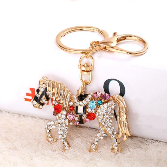 Sparkling Horse Keychain Colorful Rhinestone Enamel Horse Keychain Good Luck Horse Charm with Key Ring Gift for Friends Men Women