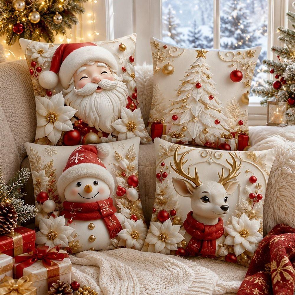 Detachable Soft Christmas Pillow Covers Washable Christmas Themed Pillow Case  Sofa House Room