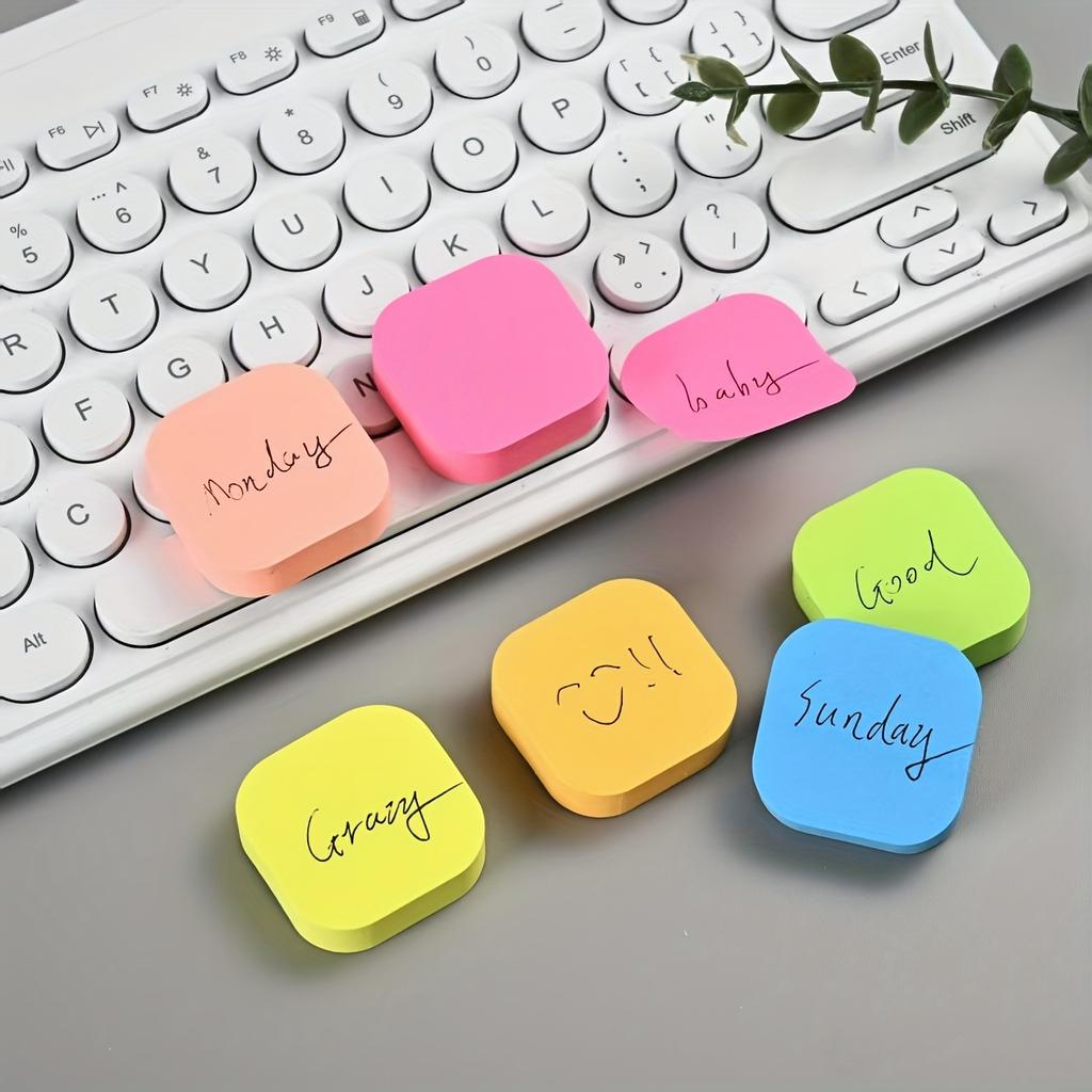 12 Pads Mini Neon Sticky Notes Colorful Square Rounded Edge Self Adhesive Memo Pad Set