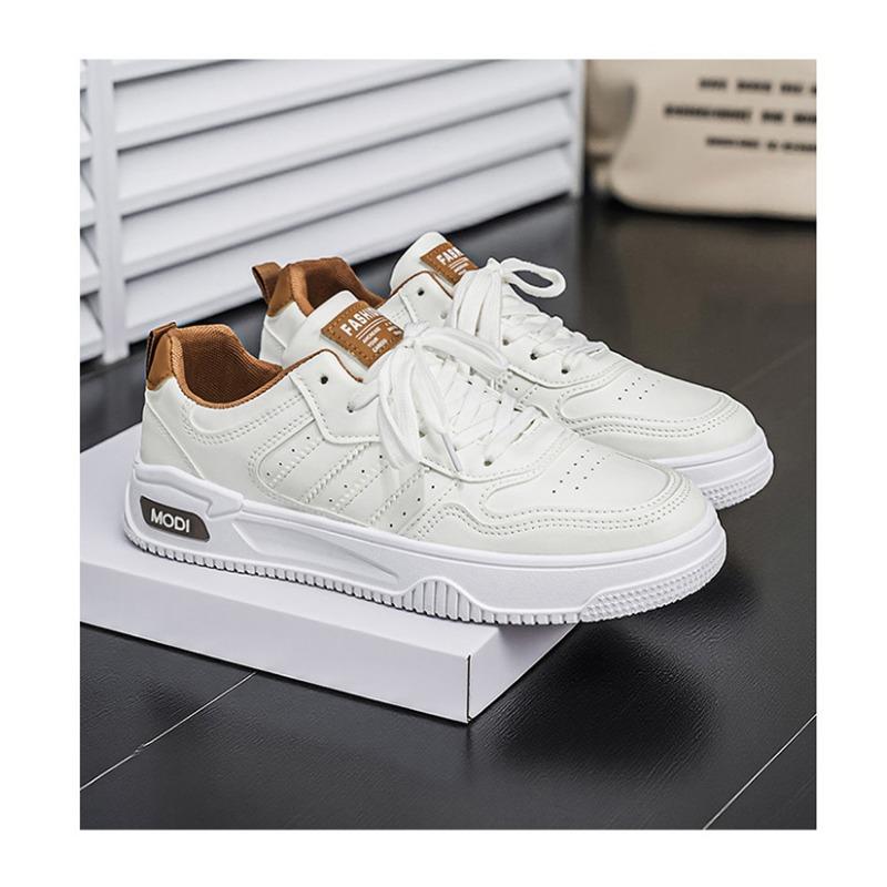 Men S White Thick Sole Breathable Casual Sneakers For Students