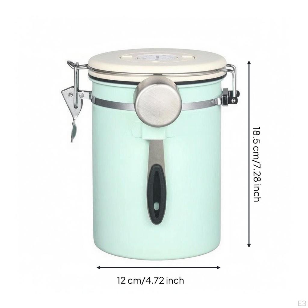 Coffee Canister with Scoop Stainless Steel Container Freshness Keeping
