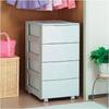 Iris Ohyama Long Chest, 4 Drawers, 44cm Wide X 55cm Deep X 87cm High, WhiteBeige, HG-444