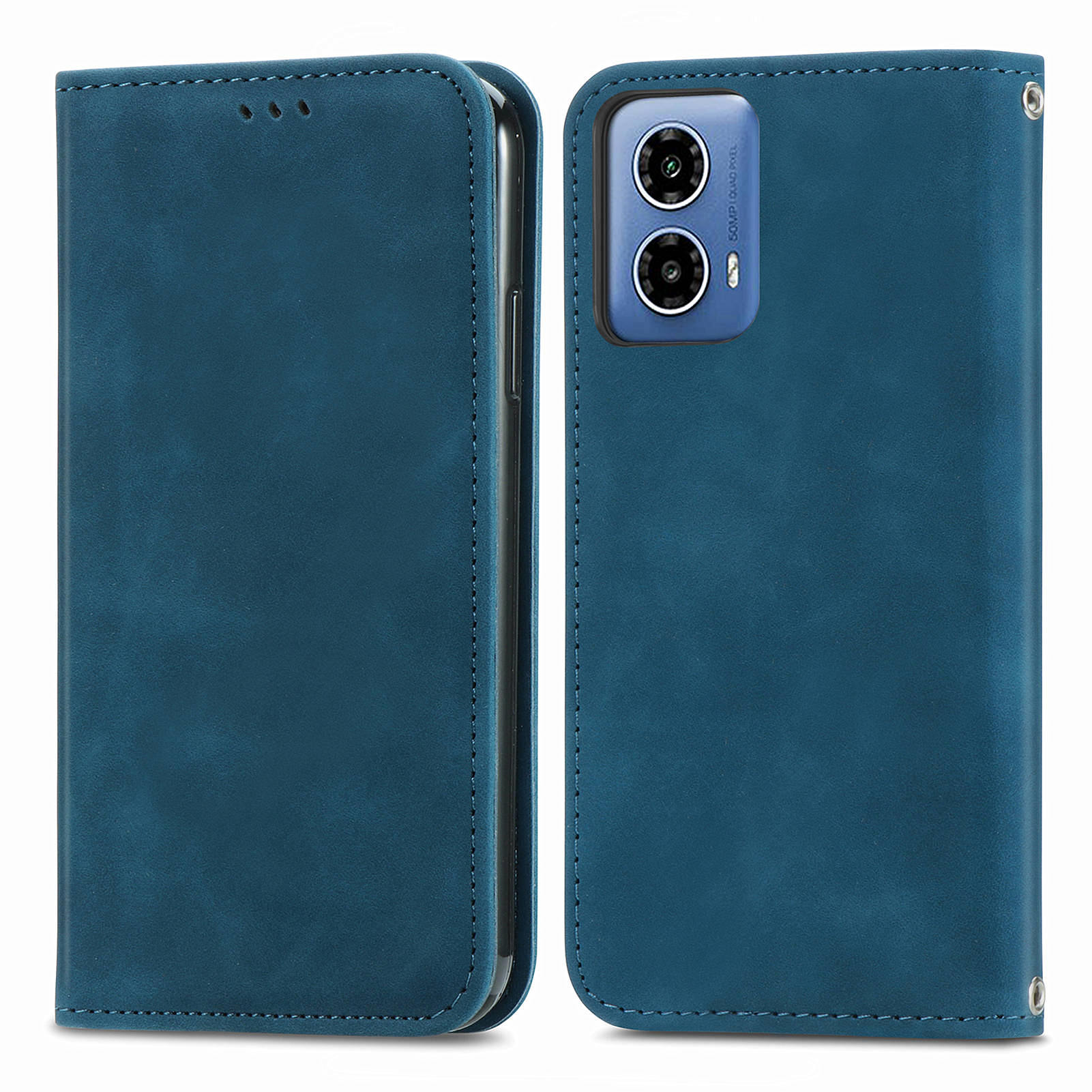 

Для Motorola Moto G45 5G/G34 5G Магнитный чехол из ПУ кожи с эффектом кожи на ощупь Кошелек-подставка Чехол для телефона Blue