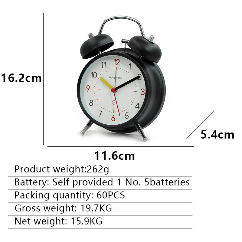New Bell Alarm Clock for Junior High School Students Learning Home Desktop Classic Simple Metal Bell Alarm Clock